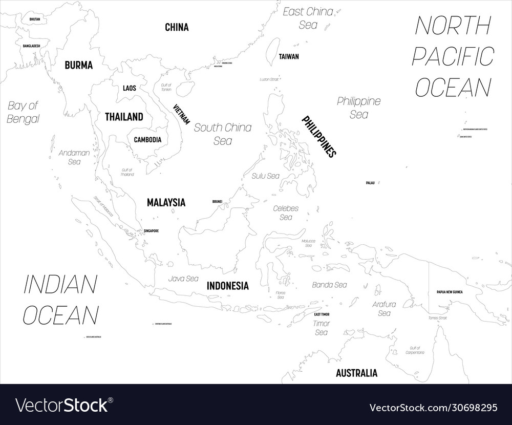 Southeast asia map high detailed political