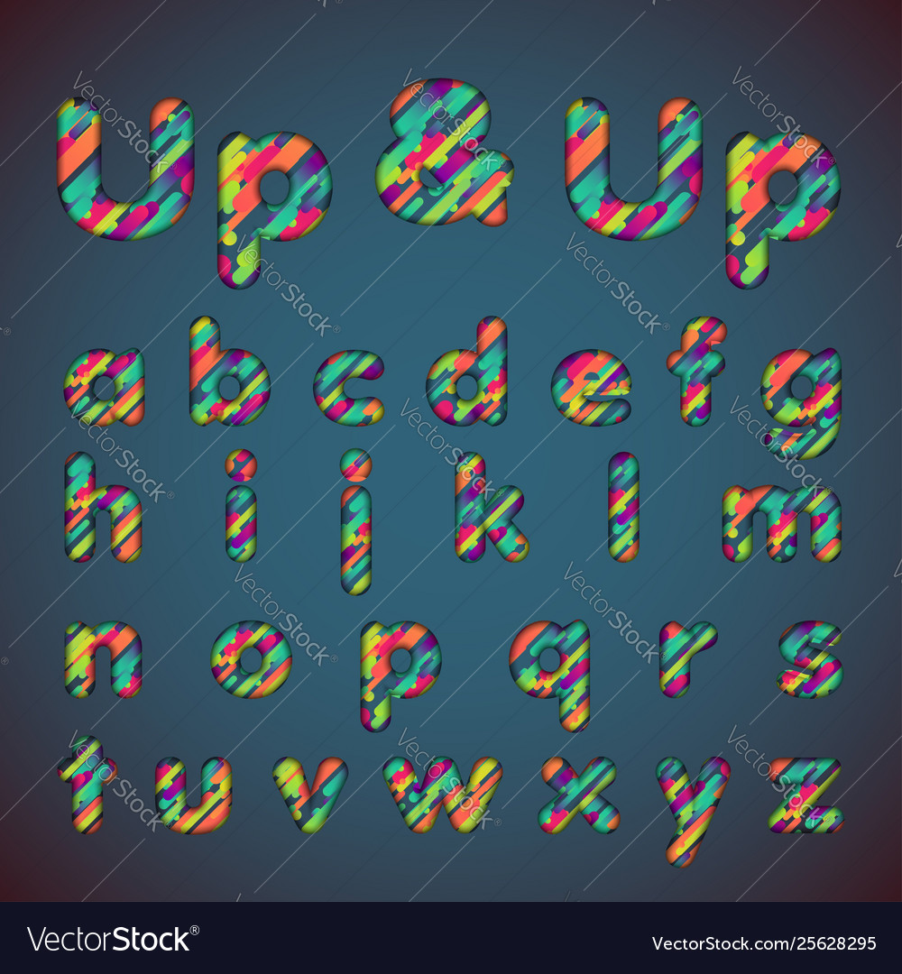 Up colorful font set with shadows 3d effect vector image Up colorful font set with shadows 3d effect