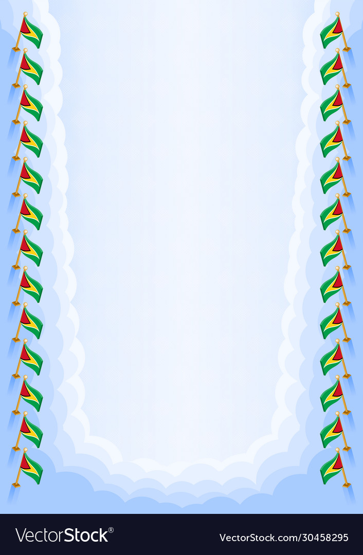 Vertical frame and border with guyana flag vector image Vertical frame and border with guyana flag