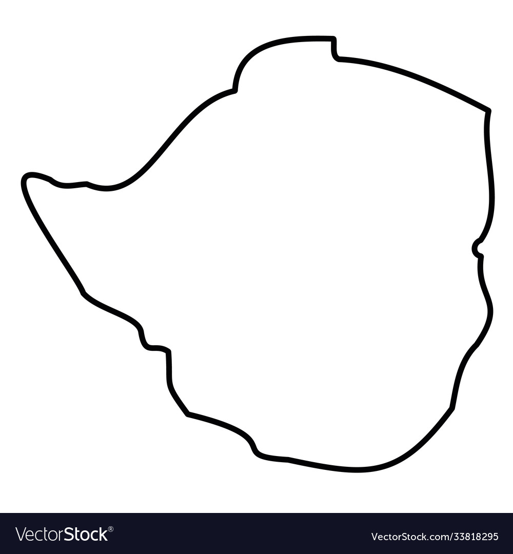 Zimbabwe - solid black outline border map Vector Image