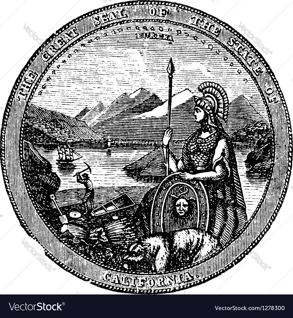 California seal vintage engraving