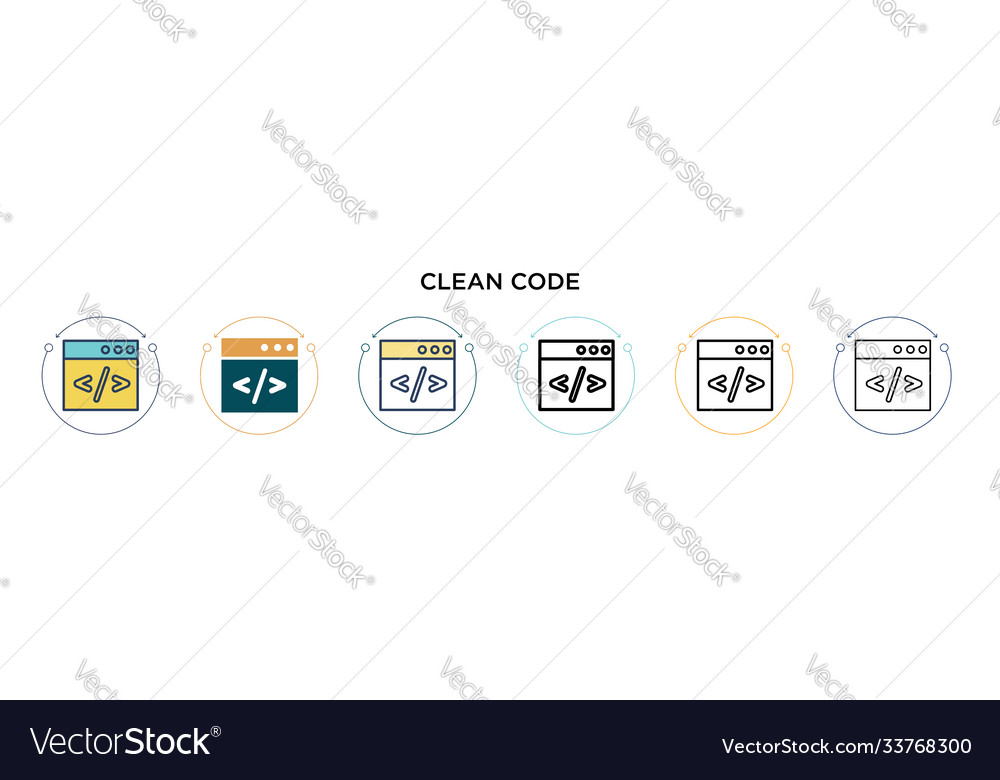 Clean code icon in filled thin line outline Vector Image Clean code icon in filled thin line outline
