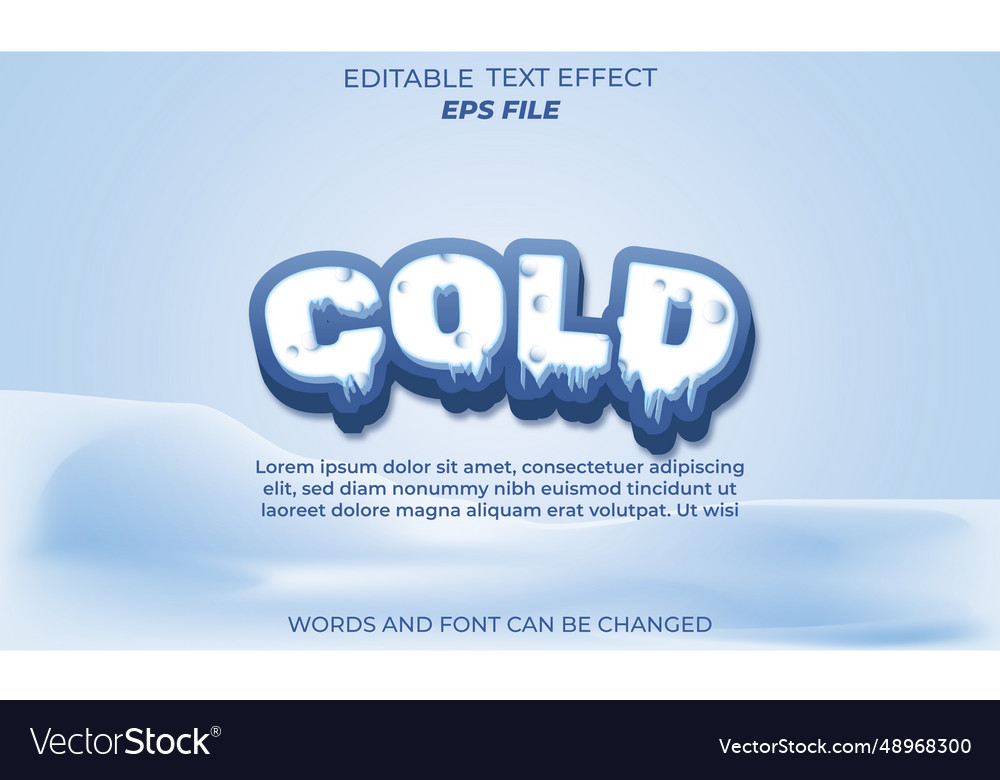 Cold text effect font editable typography 3d vector image Cold text effect font editable typography 3d