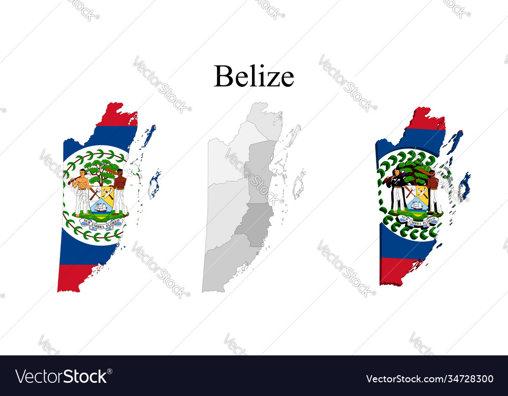 Flag belize on map and with regional Vector Image Flag belize on map and with regional