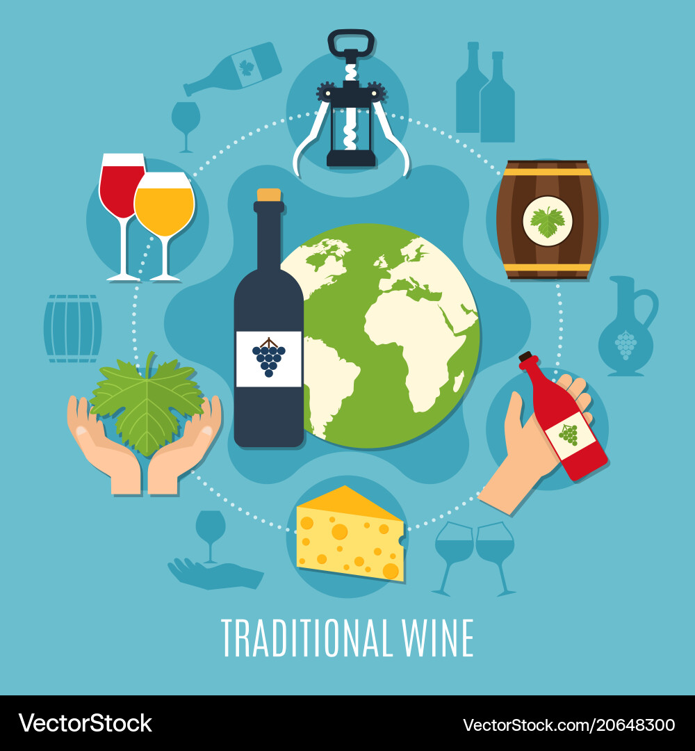 Flat wine concept Royalty Free Vector Image - VectorStock