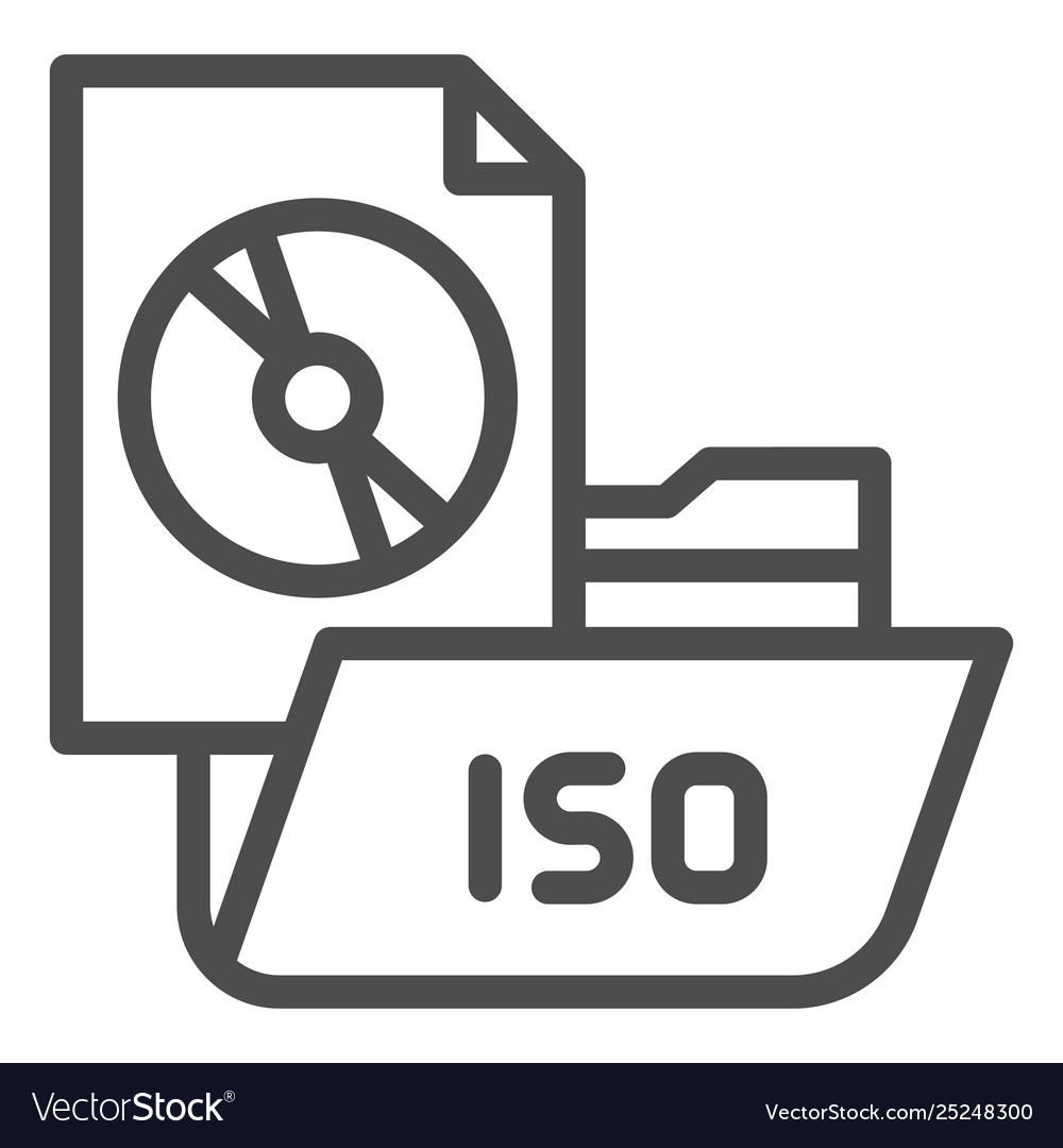 Folder with disk line icon file vector image Folder with disk line icon file