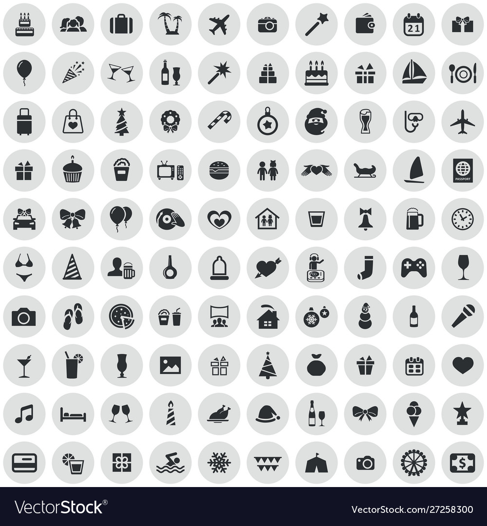 Holiday 100 icons universal set for web and ui