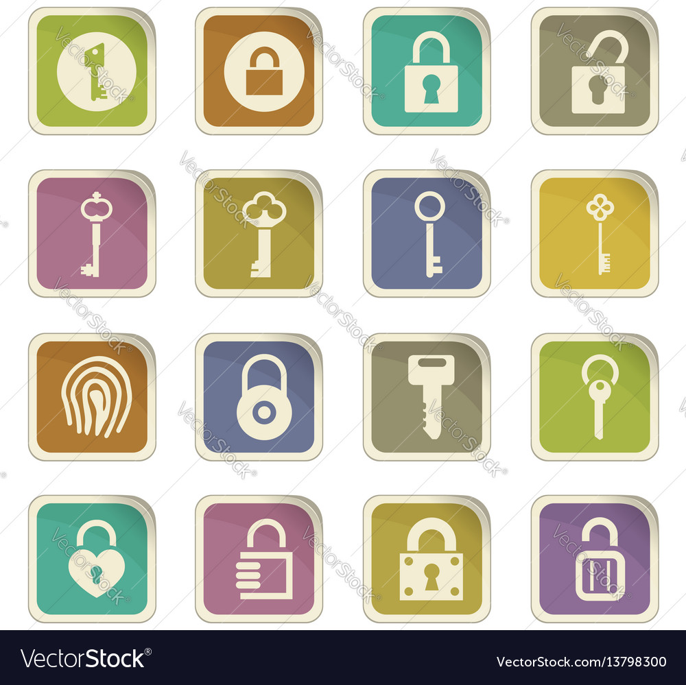 Lock and key icons set