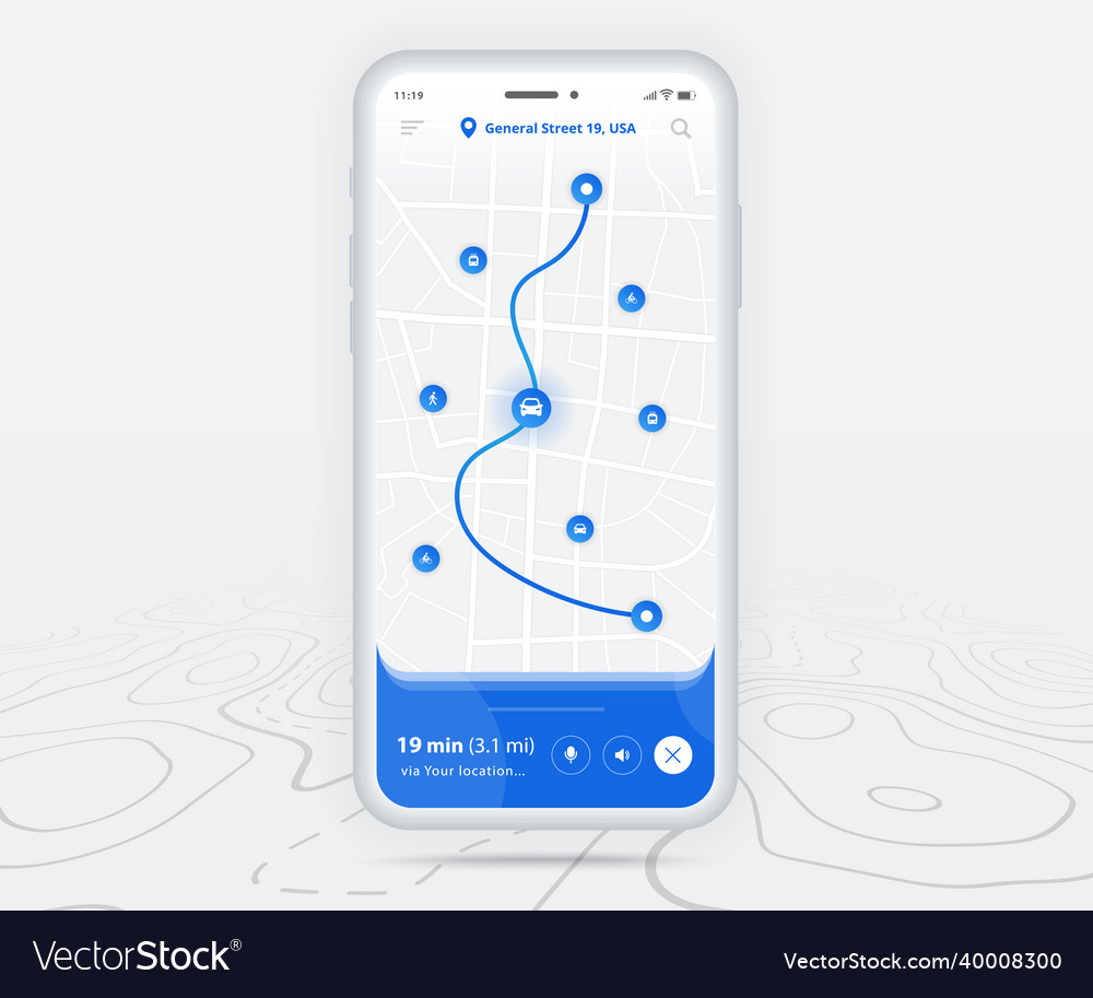Map gps navigation ux ui concept smartphone vector image Map gps navigation ux ui concept smartphone