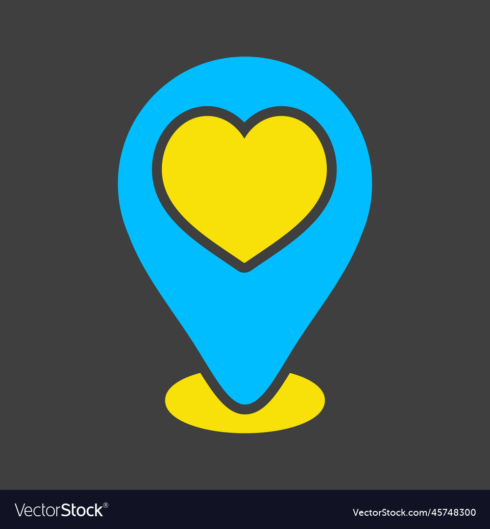 Map pointer with heart glyph on dark background