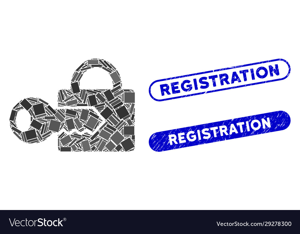 Rectangle mosaic registration key with distress vector image Rectangle mosaic registration key with distress