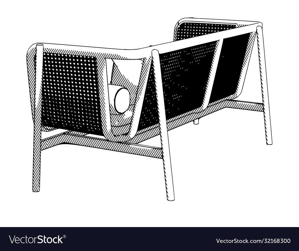 Sketch a sofa with pillows hatching