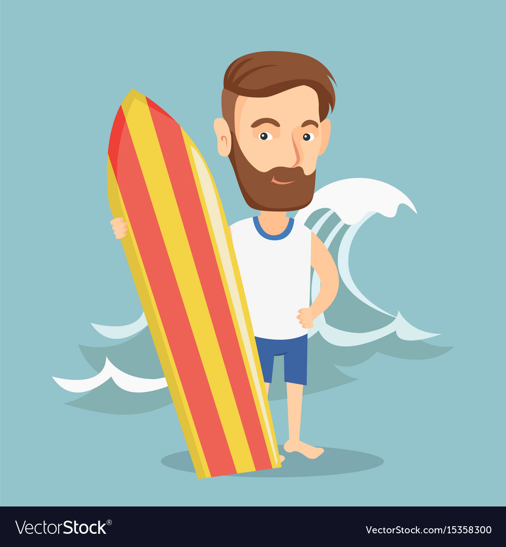 Surfer Holding A Surfboard Royalty Free Vector Image