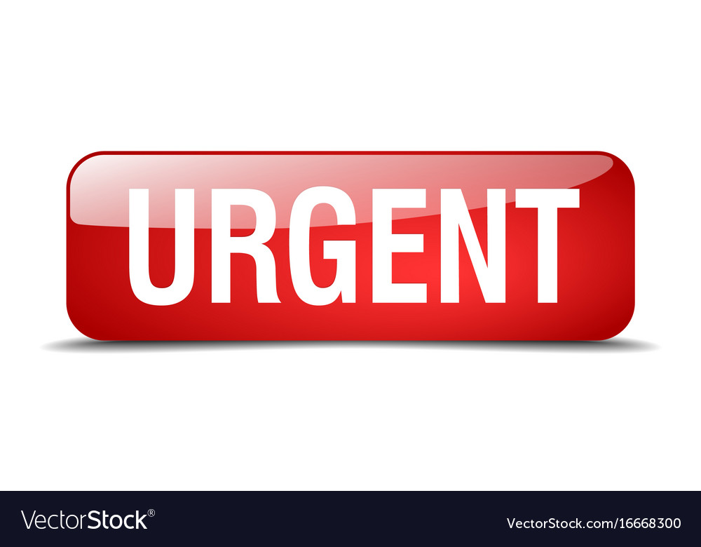 Urgent red square 3d realistic isolated web button