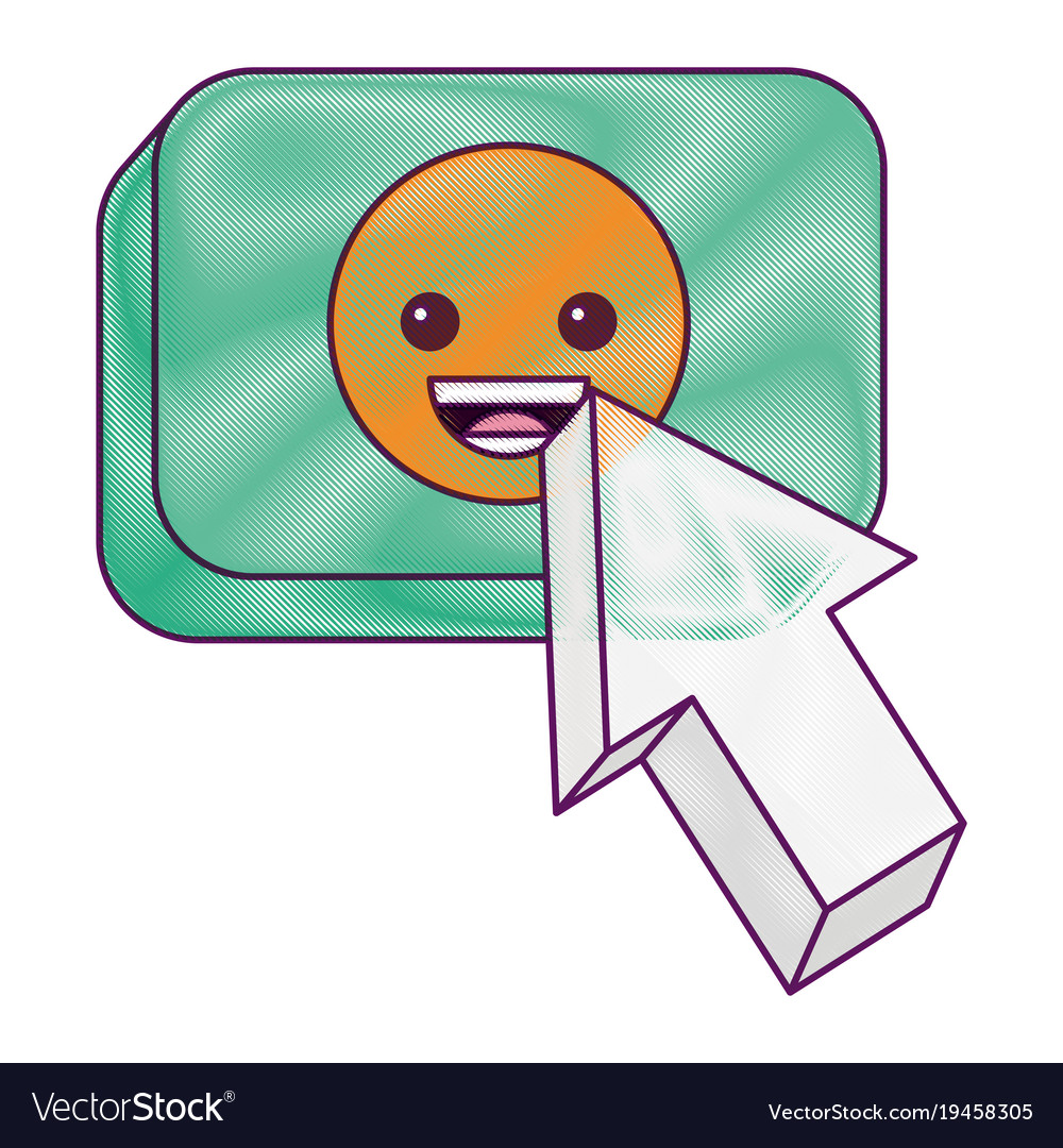 Arrow cursor with smile emoticon button icon