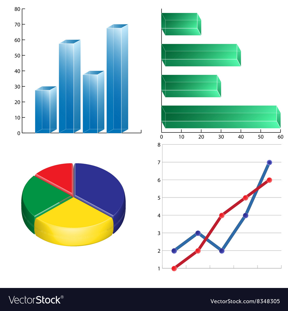 Business charts infographics linear circular Vector Image