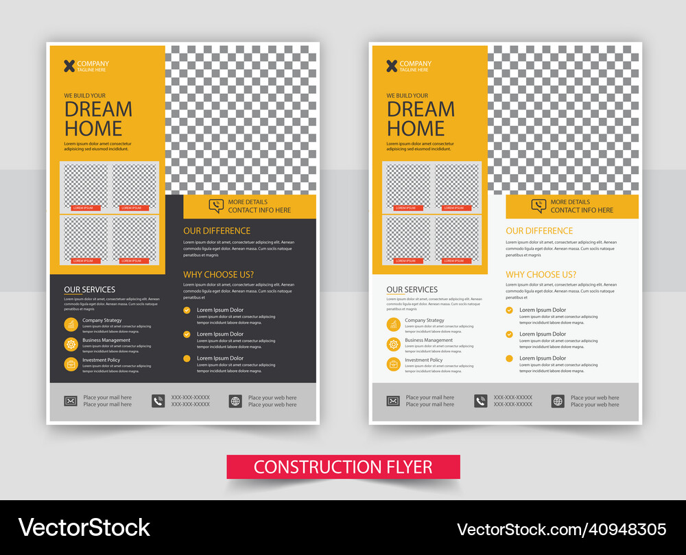 Construction business flyer template Royalty Free Vector
