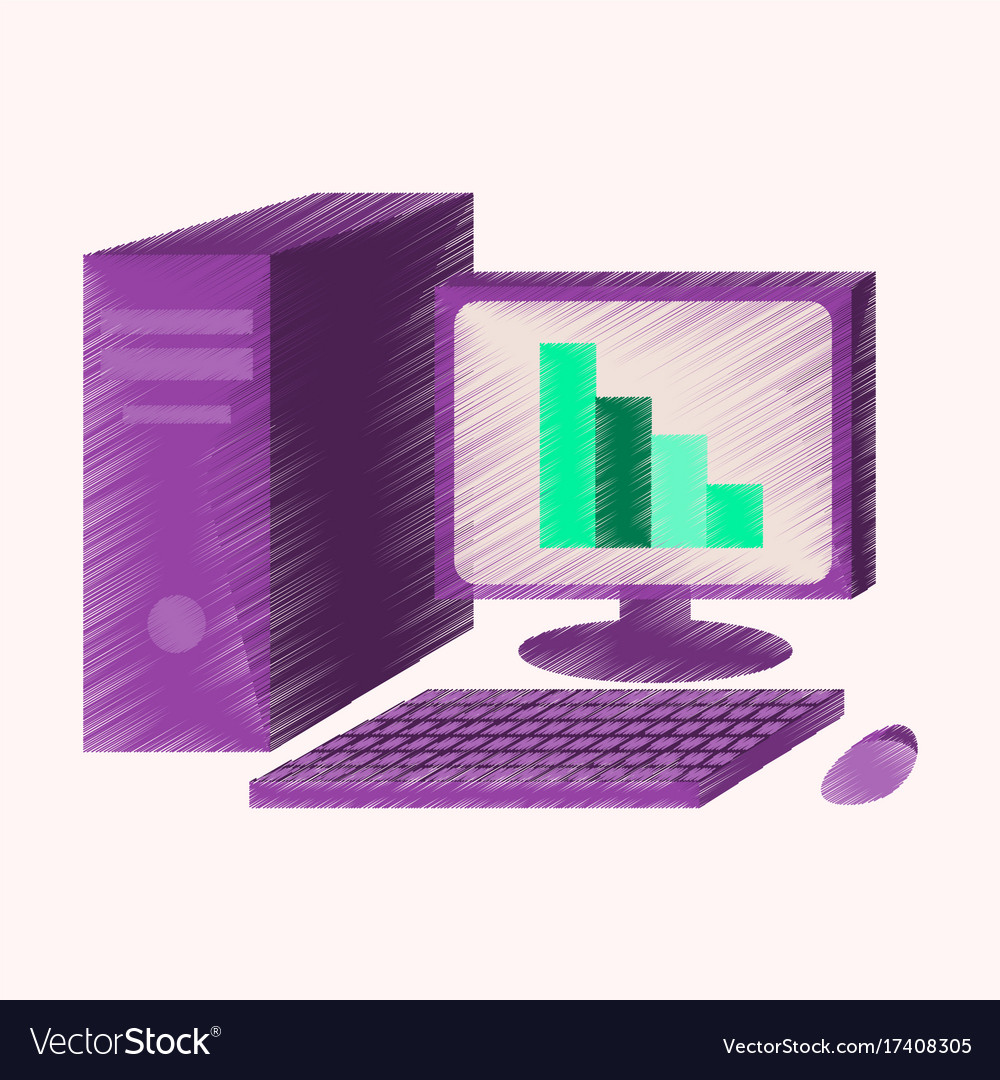 Flat shading style icon office computer