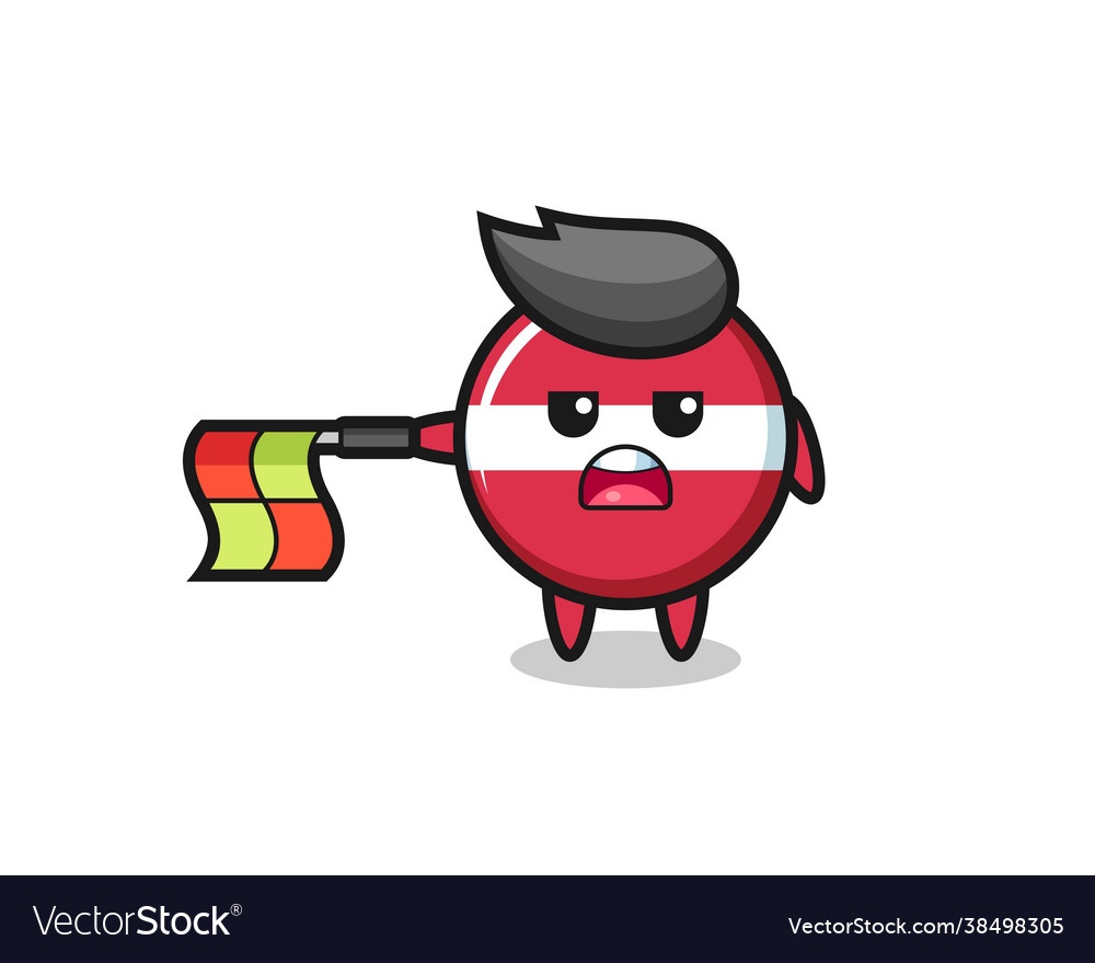 Latvia flag badge character as line judge hold Vector Image Latvia flag badge character as line judge hold