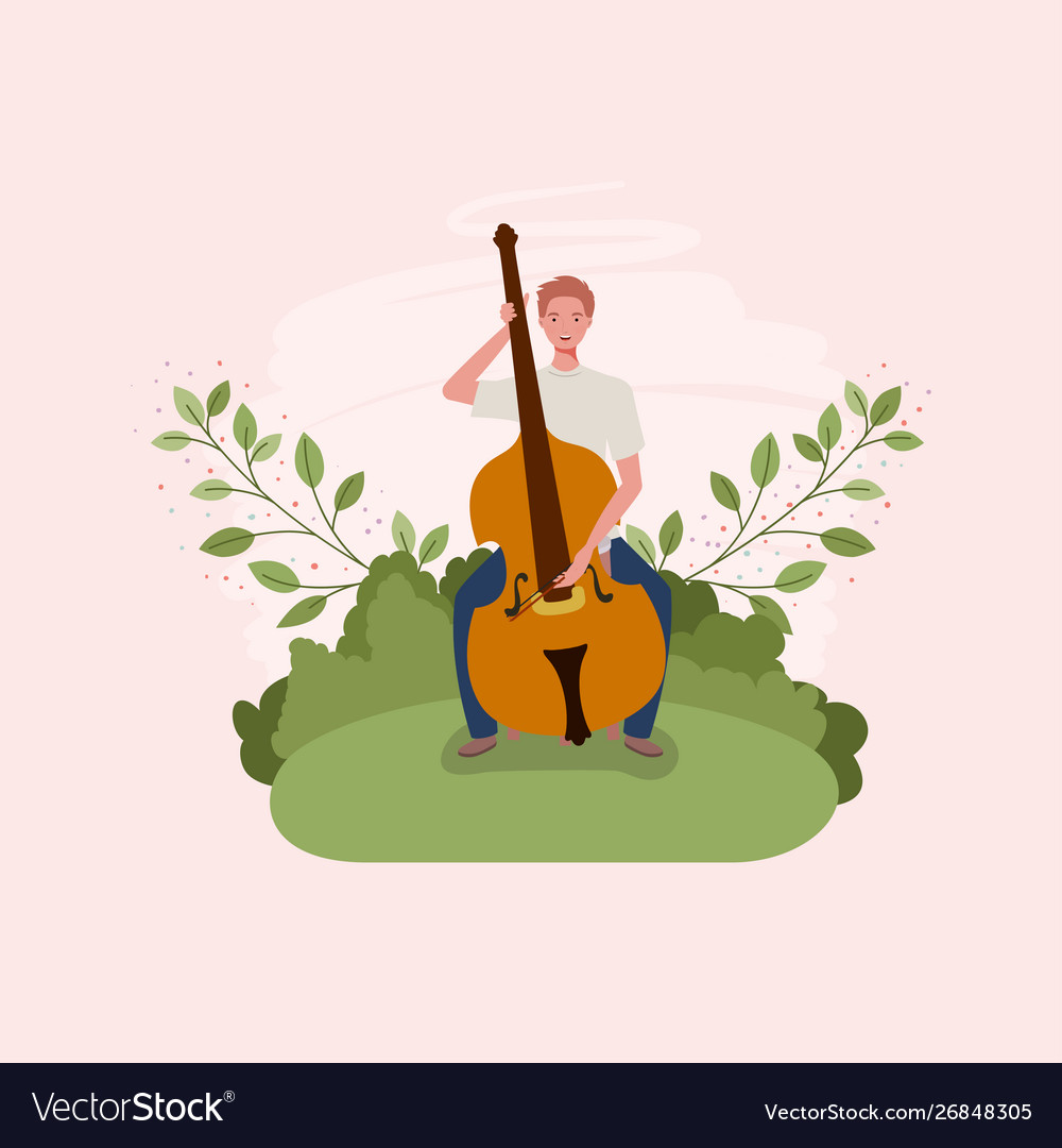Man playing cello instrument character