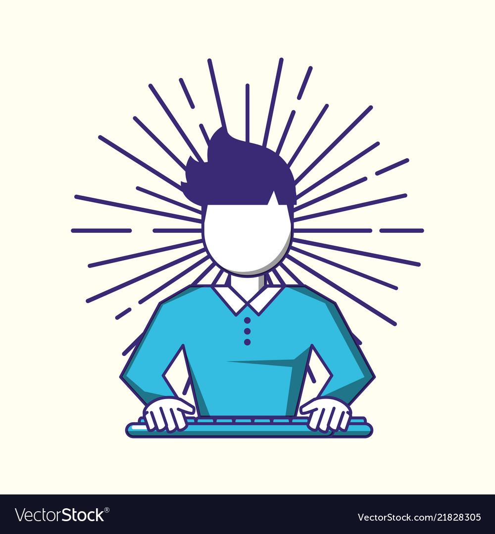 Man using keyboard fintech concept vector image Man using keyboard fintech concept
