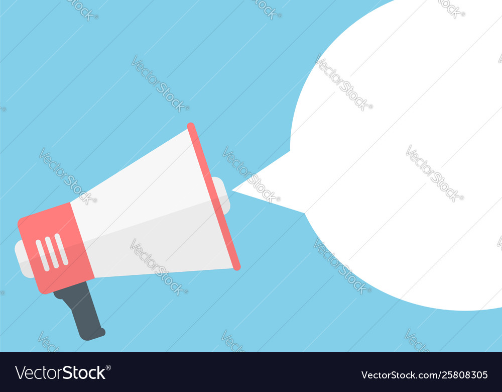 Megaphone with empty peech bubble loudspeaker