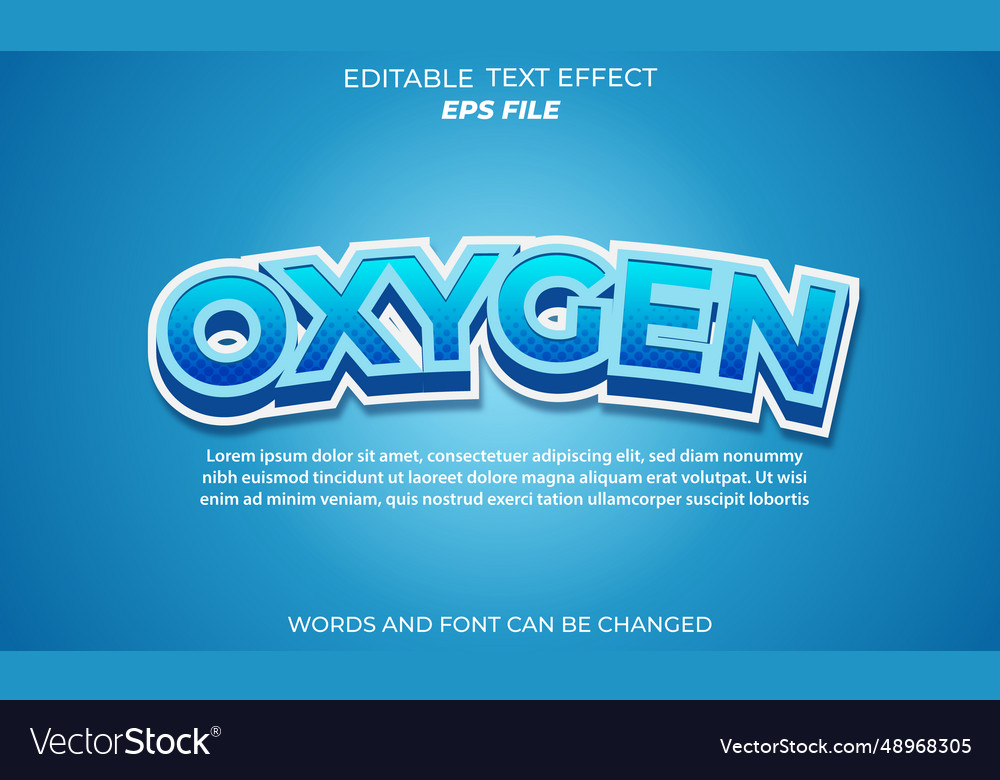 Oxygen text effect font editable typography 3d vector image Oxygen text effect font editable typography 3d