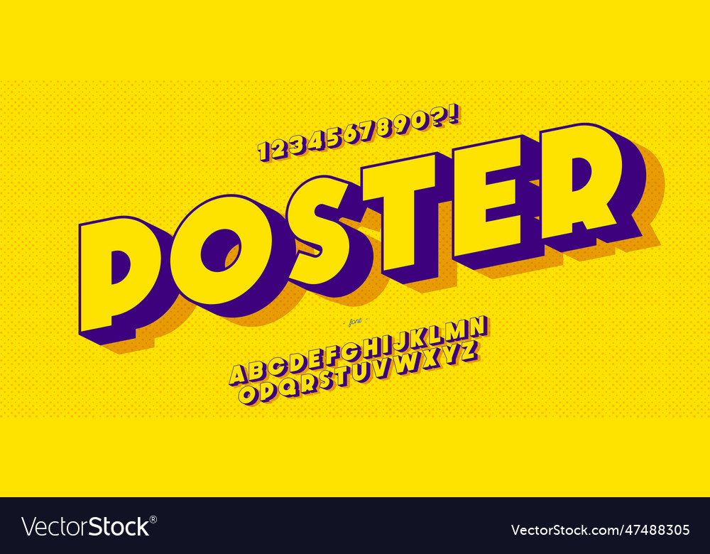 Poster Schriftart 3d kühner Stil moderne Typografie vector image Poster Schriftart 3d kühner Stil moderne Typografie