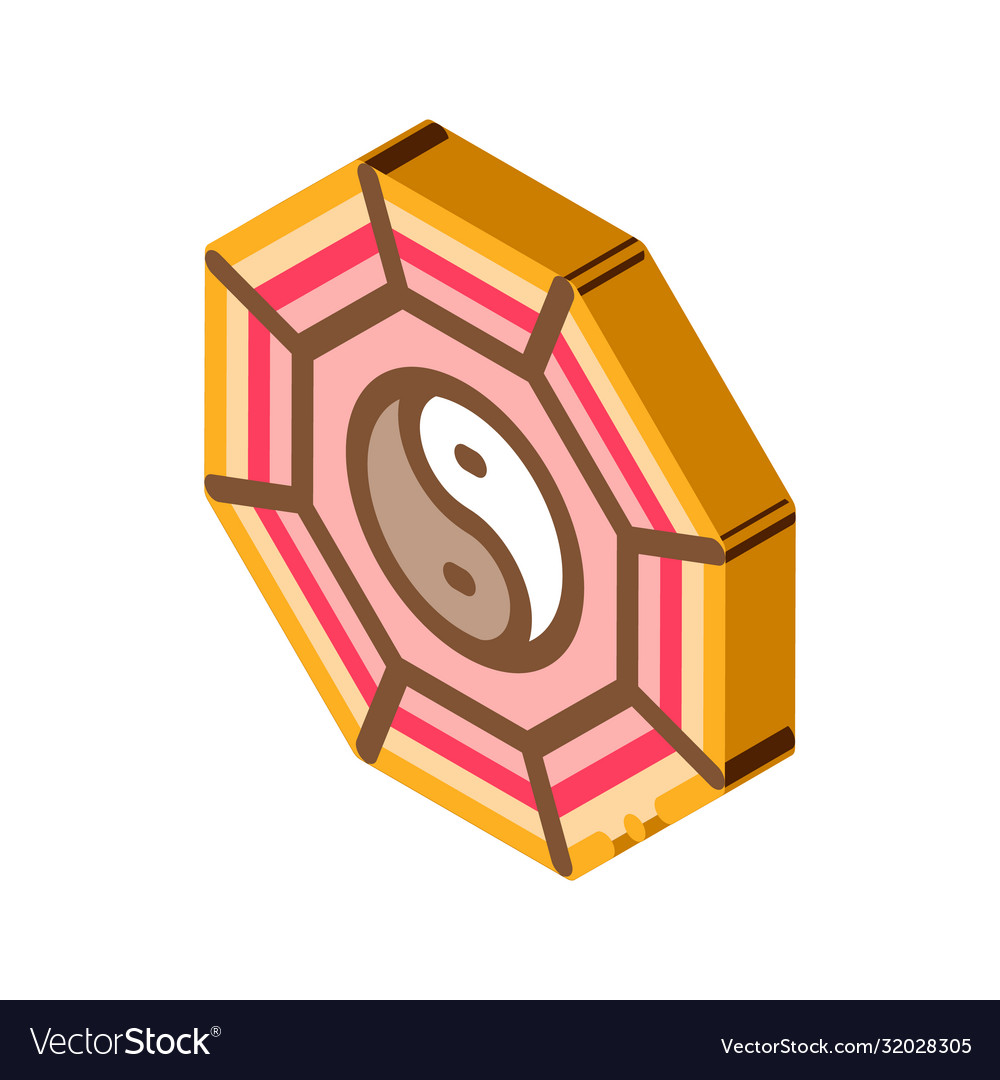 Rug with yin yang pattern top view isometric icon