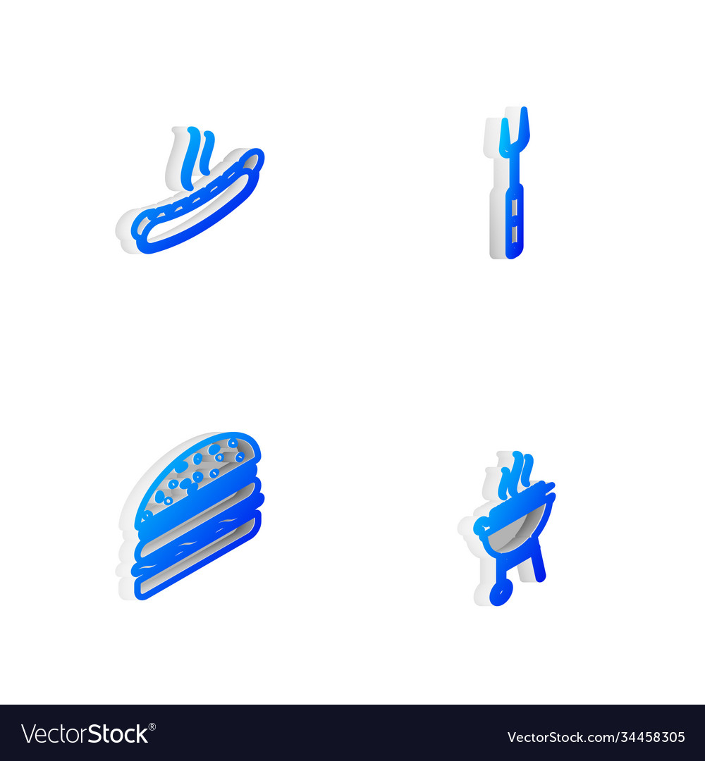 Set isometric line oven glove barbecue shopping vector image Set isometric line oven glove barbecue shopping