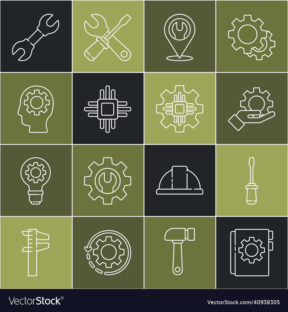 Set line user manual screwdriver settings vector image Set line user manual screwdriver settings