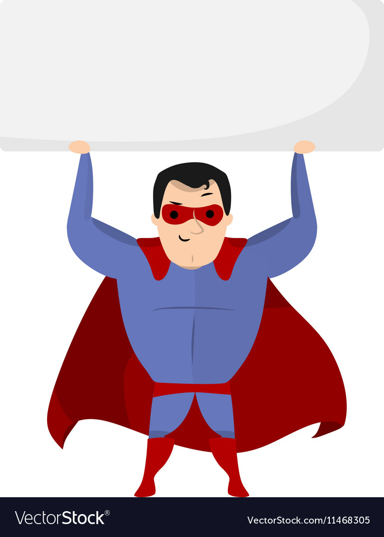 Super hero holding sign Royalty Free Vector Image