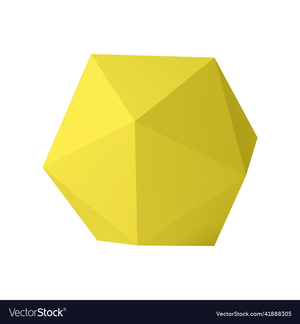 Yellow Icosahedron Realistic Composition Vector Image