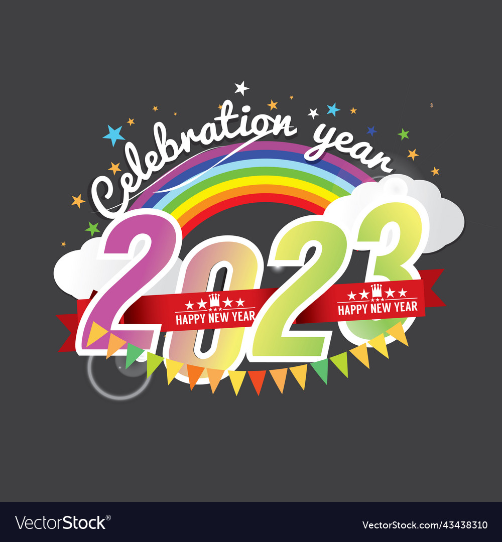 2023 happy new year celebration logo design