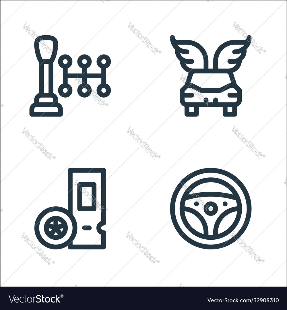 Auto racing line icons linear set quality Vector Image Auto racing line icons linear set quality