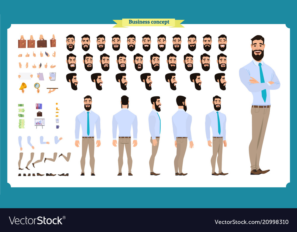 Businessman Character Set - Multiple Views