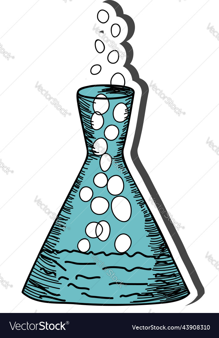 Chemistry flask sticker Royalty Free Vector Image