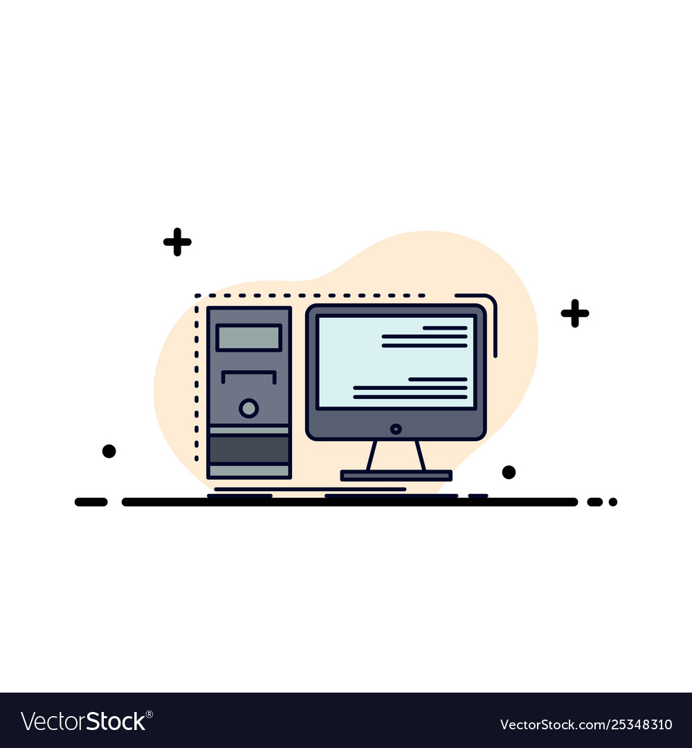 Computer desktop hardware workstation system flat vector image Computer desktop hardware workstation system flat