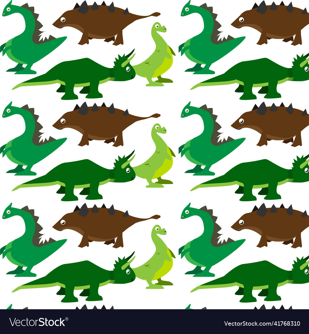Dinosaur seamless pattern with more type vector image Dinosaur seamless pattern with more type