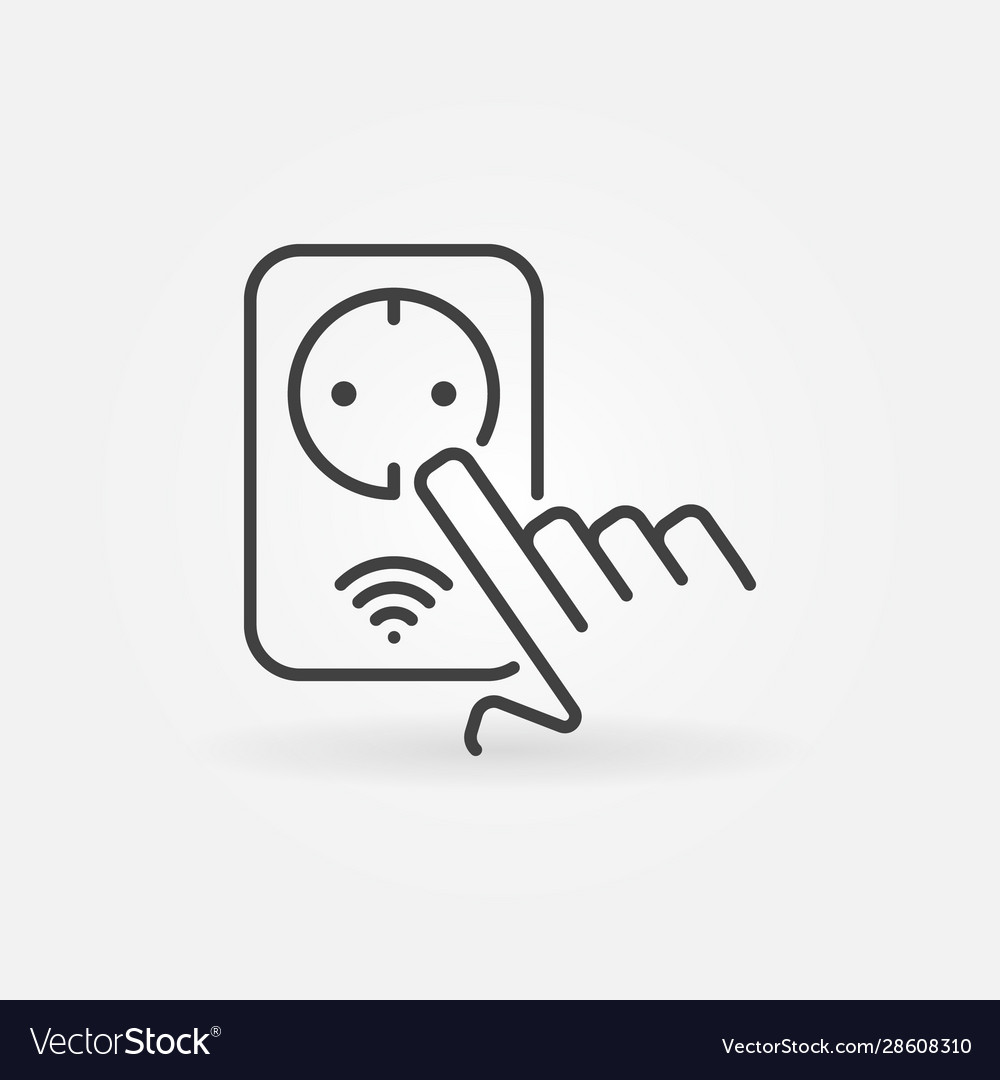 Hand with wireless smart socket linear vector image Hand with wireless smart socket linear