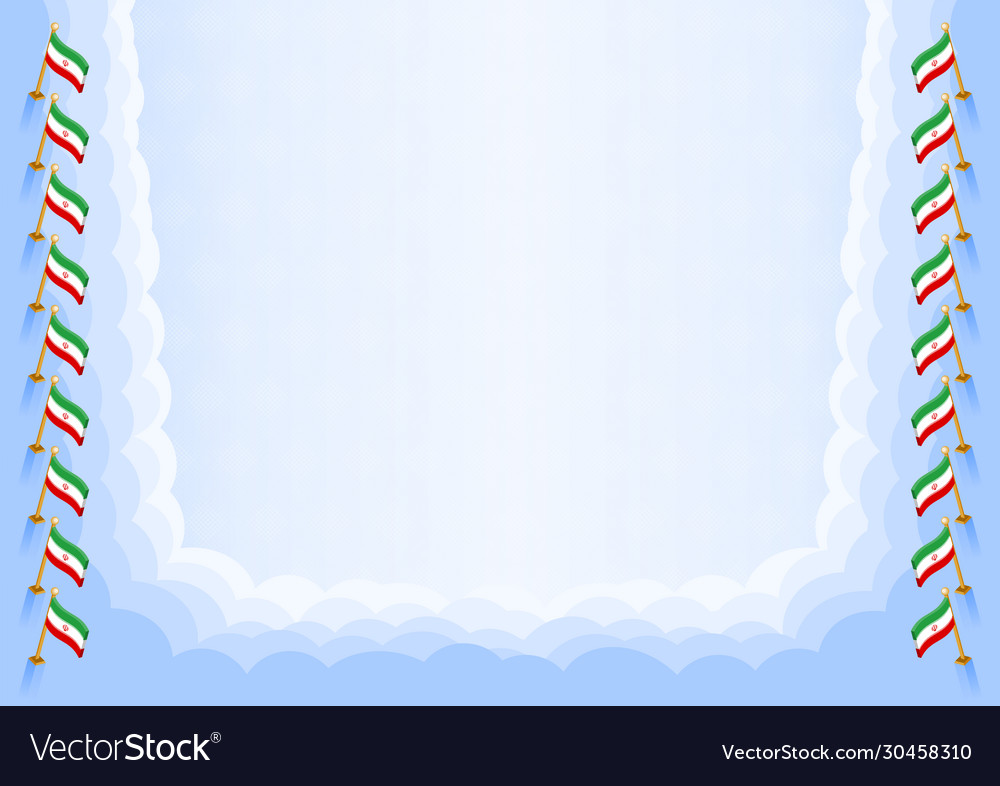 Horizontal frame and border with iran flag