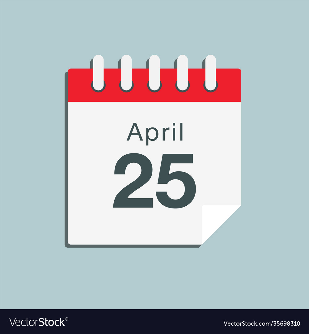 Icon day date 25 april template calendar page