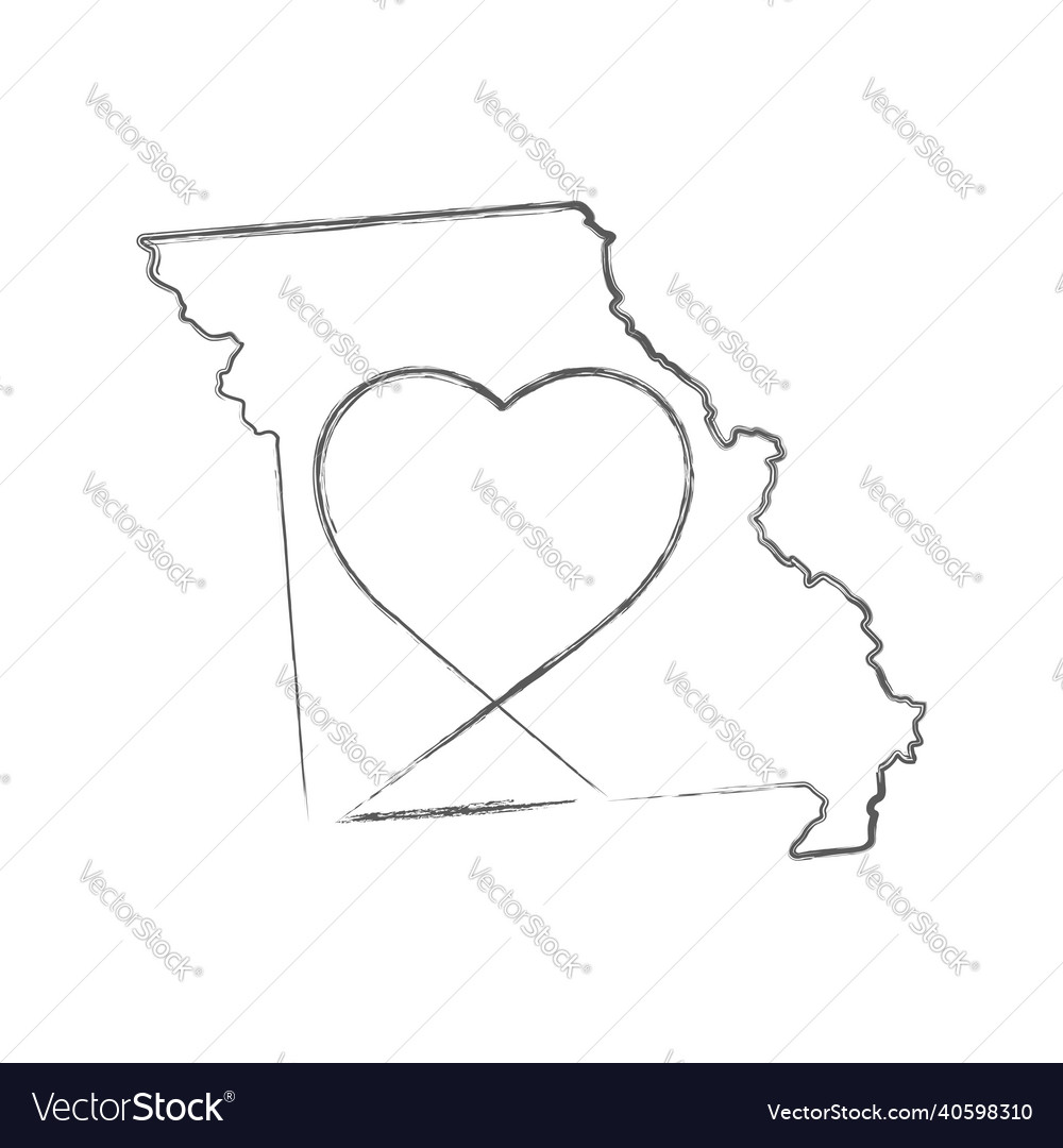 Missouri us state hand drawn pencil sketch outline