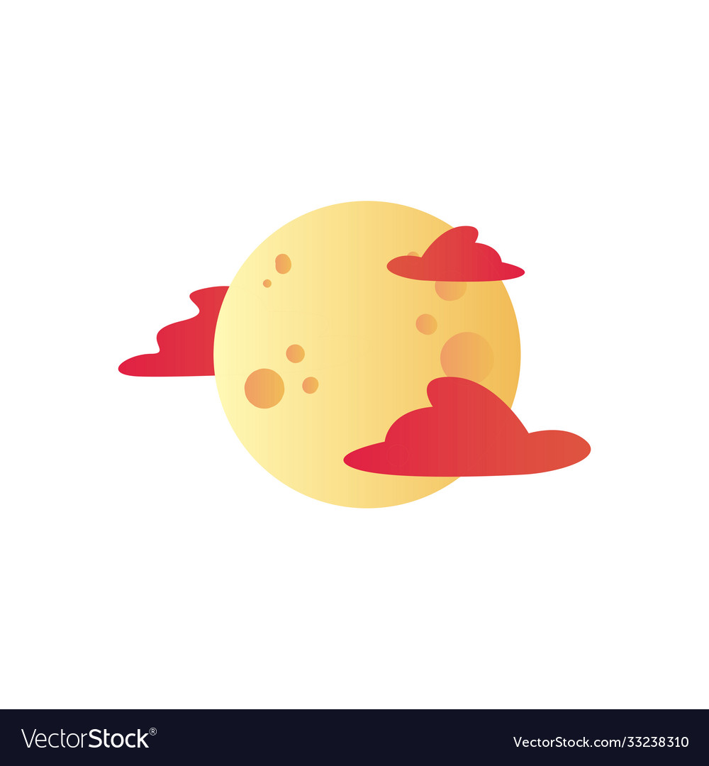 Moon with clouds gradient style icon design