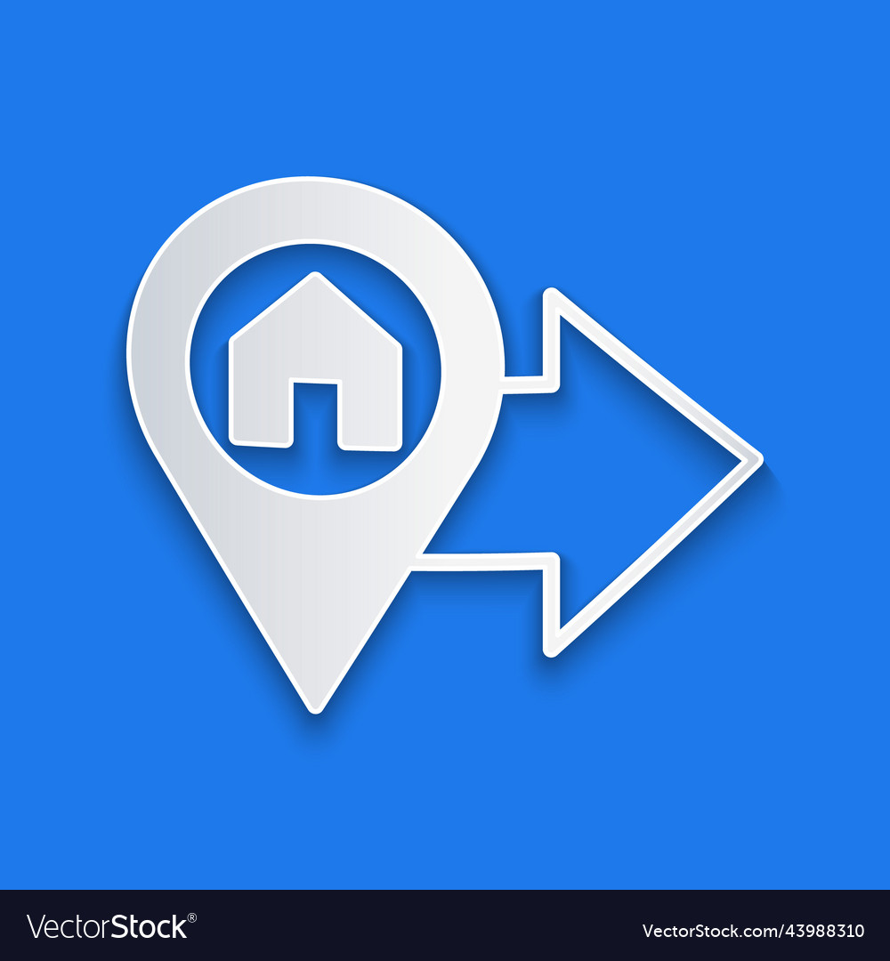 Paper cut map pointer with house icon isolated vector image Paper cut map pointer with house icon isolated