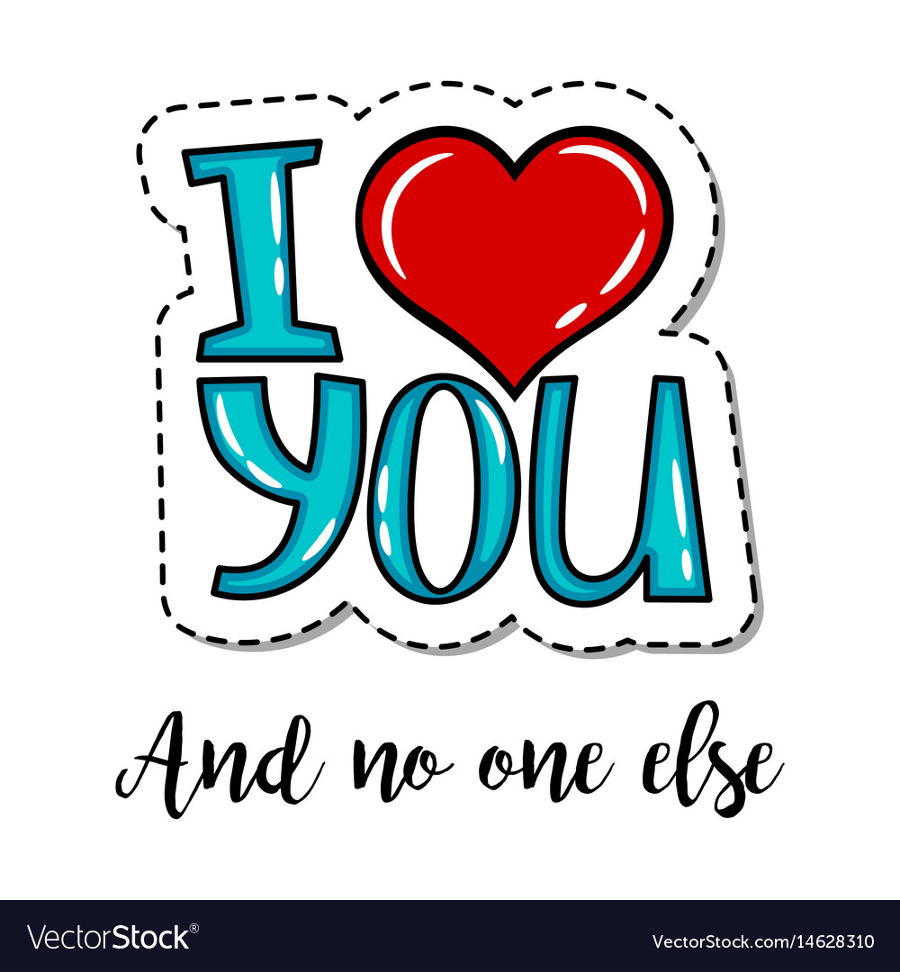 Patch element i love you lettering
