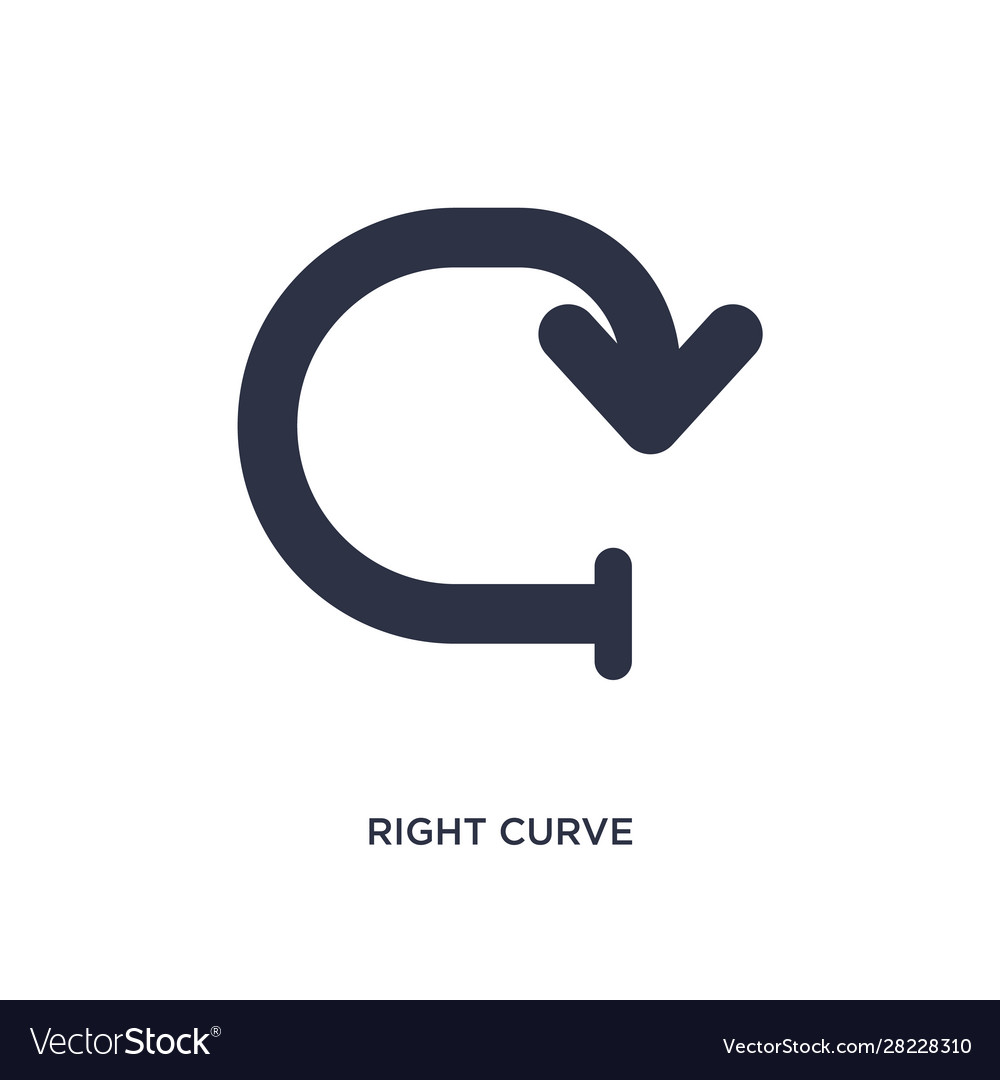 Right curve icon on white background simple