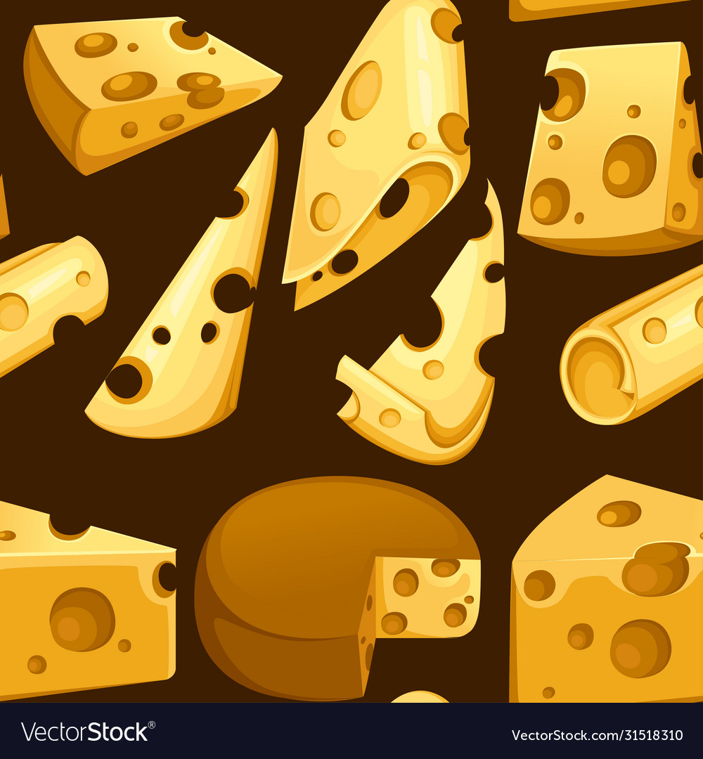 Seamless pattern cheese slices collection Vector Image