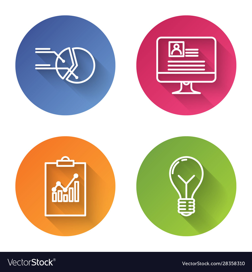 Set line pie chart infographic computer monitor vector image Set line pie chart infographic computer monitor