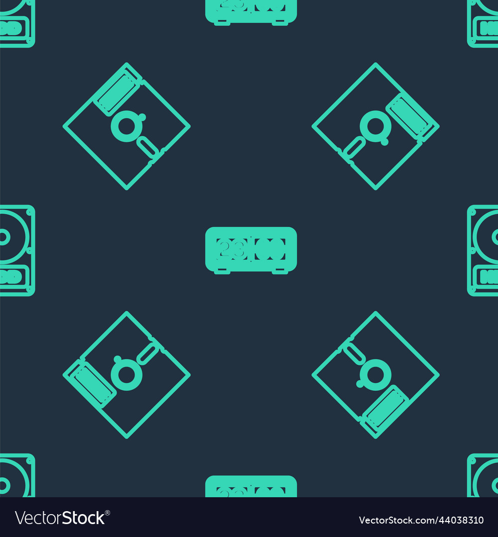 Set line retro flip clock floppy disk in the 525 vector image Set line retro flip clock floppy disk in the 525